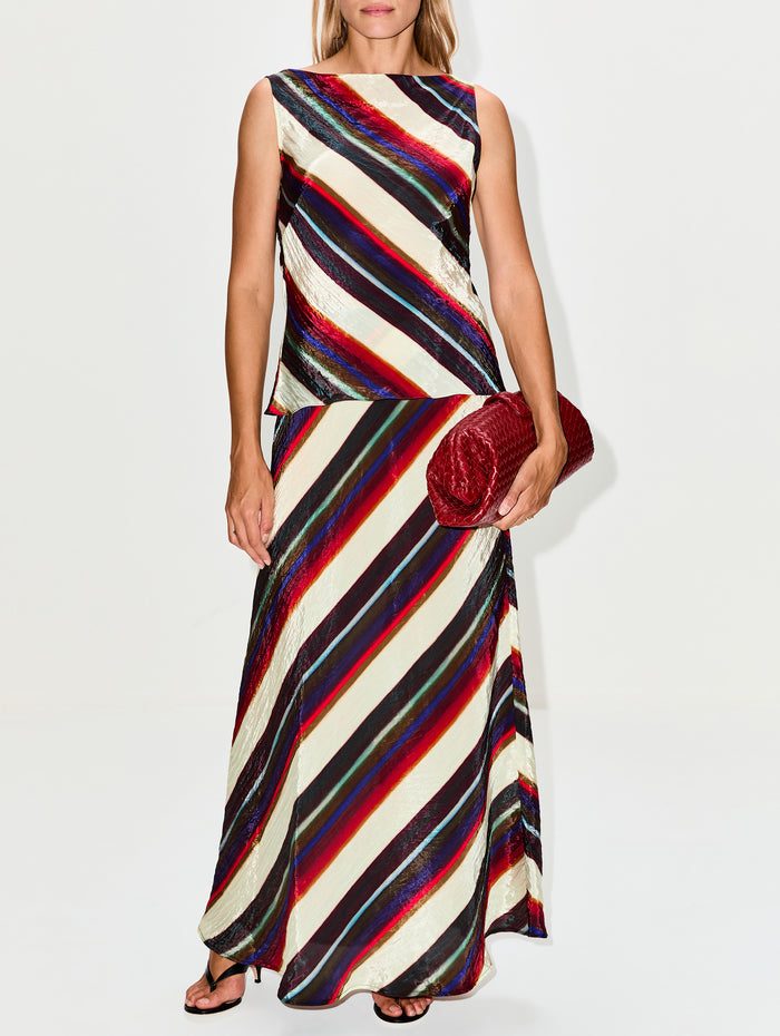 Morris Stripe Skirt,CHRISTOPHER JOHN ROGERS,CALLA LILY MULT,Image 1