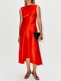Cowl Midi Dress,CHRISTOPHER JOHN ROGERS,SATIN RAMIE ORANGE,Image 2