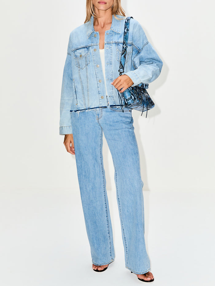 Oversized Trucker Jacket,DENIMIST,STONE WASH BLUE,Image 1