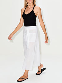 Tie Waist Skirt,TOTÉME,WHITE,Image 3