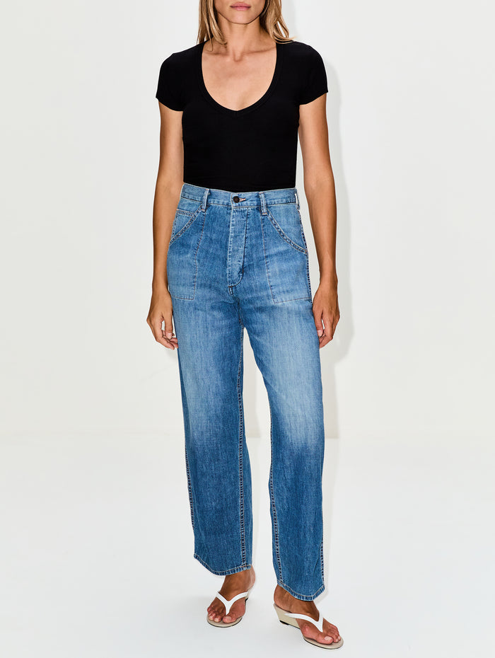 Whitney Denim Pant,NILI LOTAN,DELANCEY WASH,Image 1