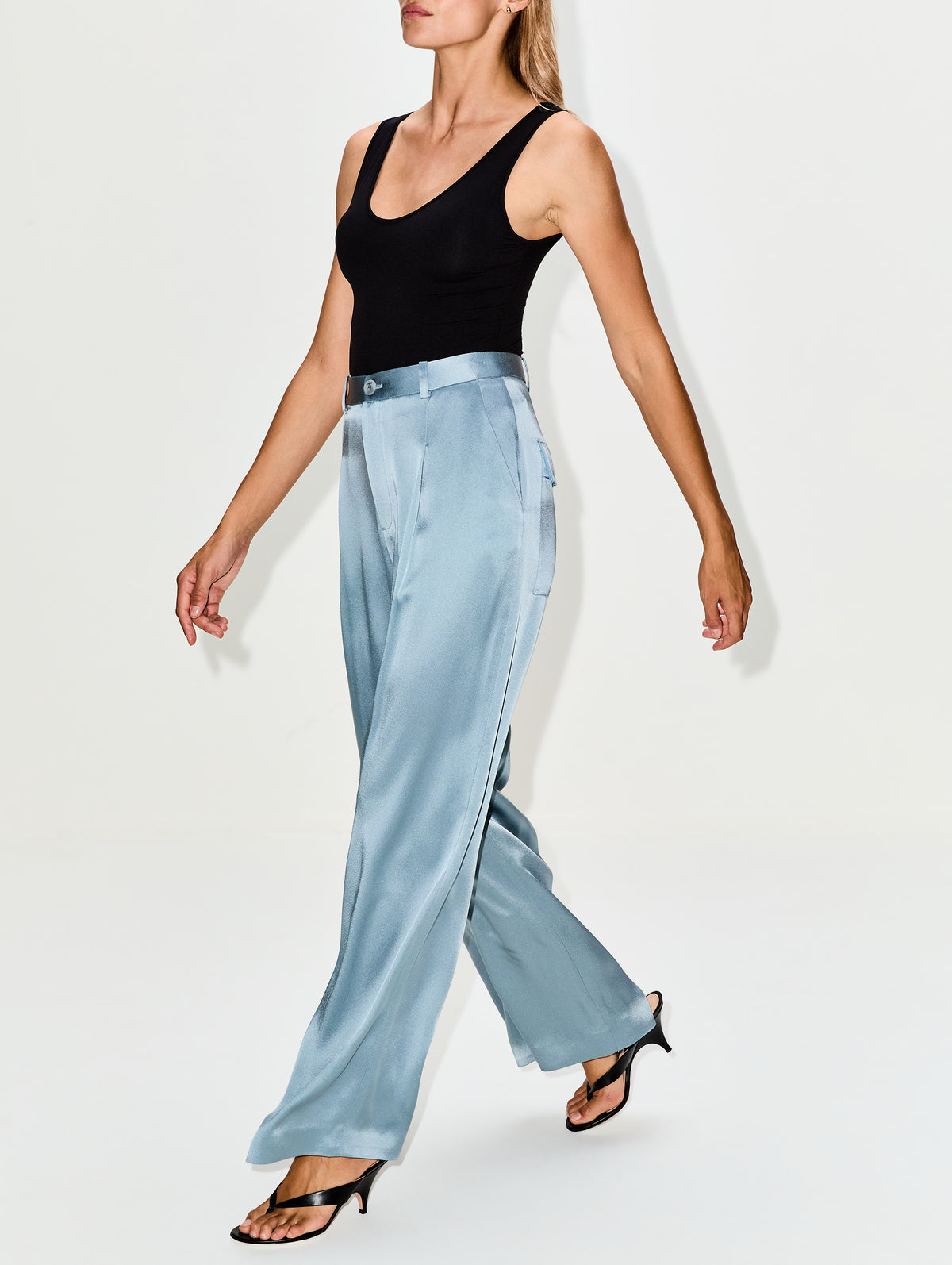 Relaxed Pleated Pant,LAPOINTE,LIGHT SLATE,Image 3