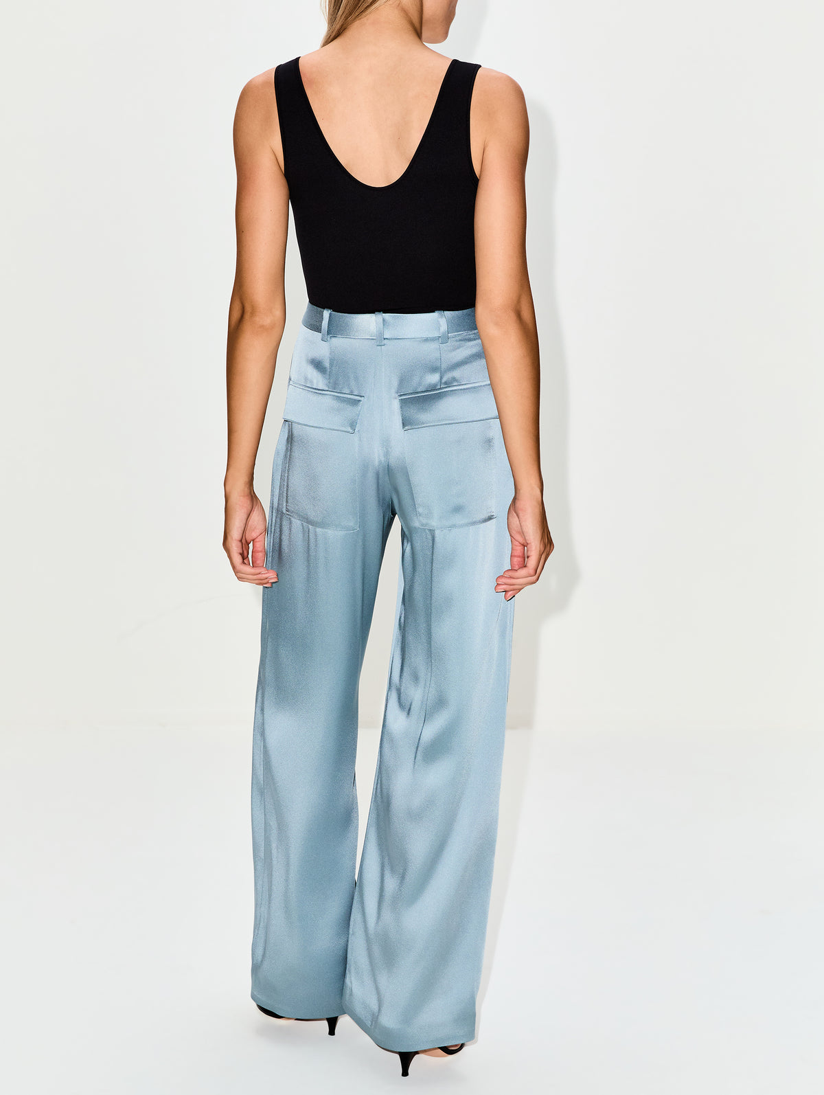 Relaxed Pleated Pant,LAPOINTE,LIGHT SLATE,Image 4