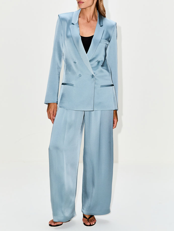Double Breasted Blazer,LAPOINTE,LIGHT SLATE,Image 1