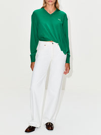 Draped Sweater,LOEWE,GREEN,Image 2