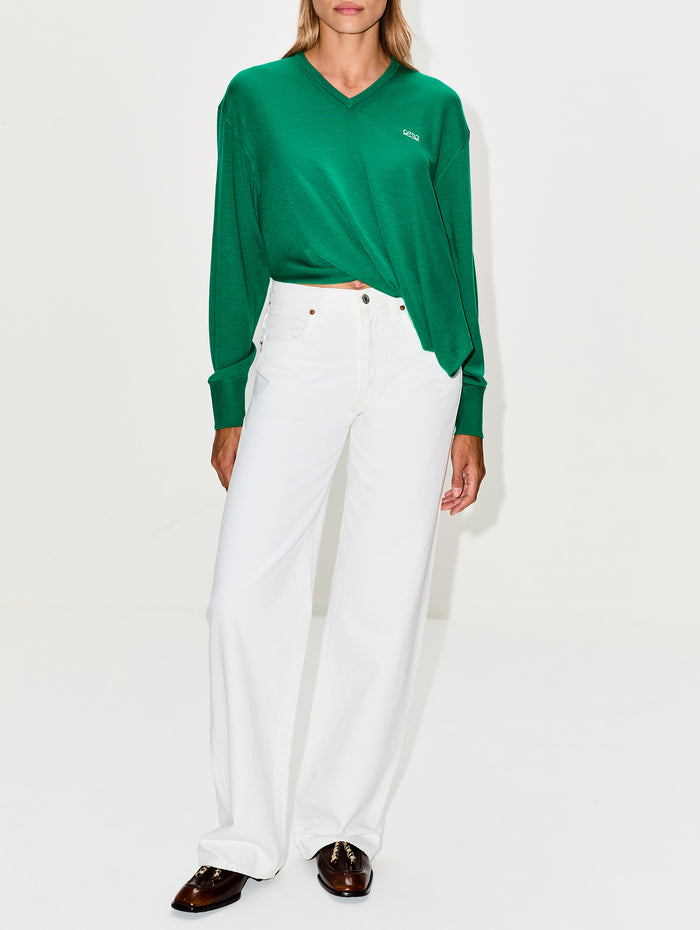 Draped Sweater,LOEWE,GREEN,Image 1