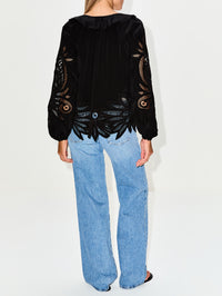 Adonis Silk Applique Blouse,ULLA JOHNSON,NOIR,Image 3