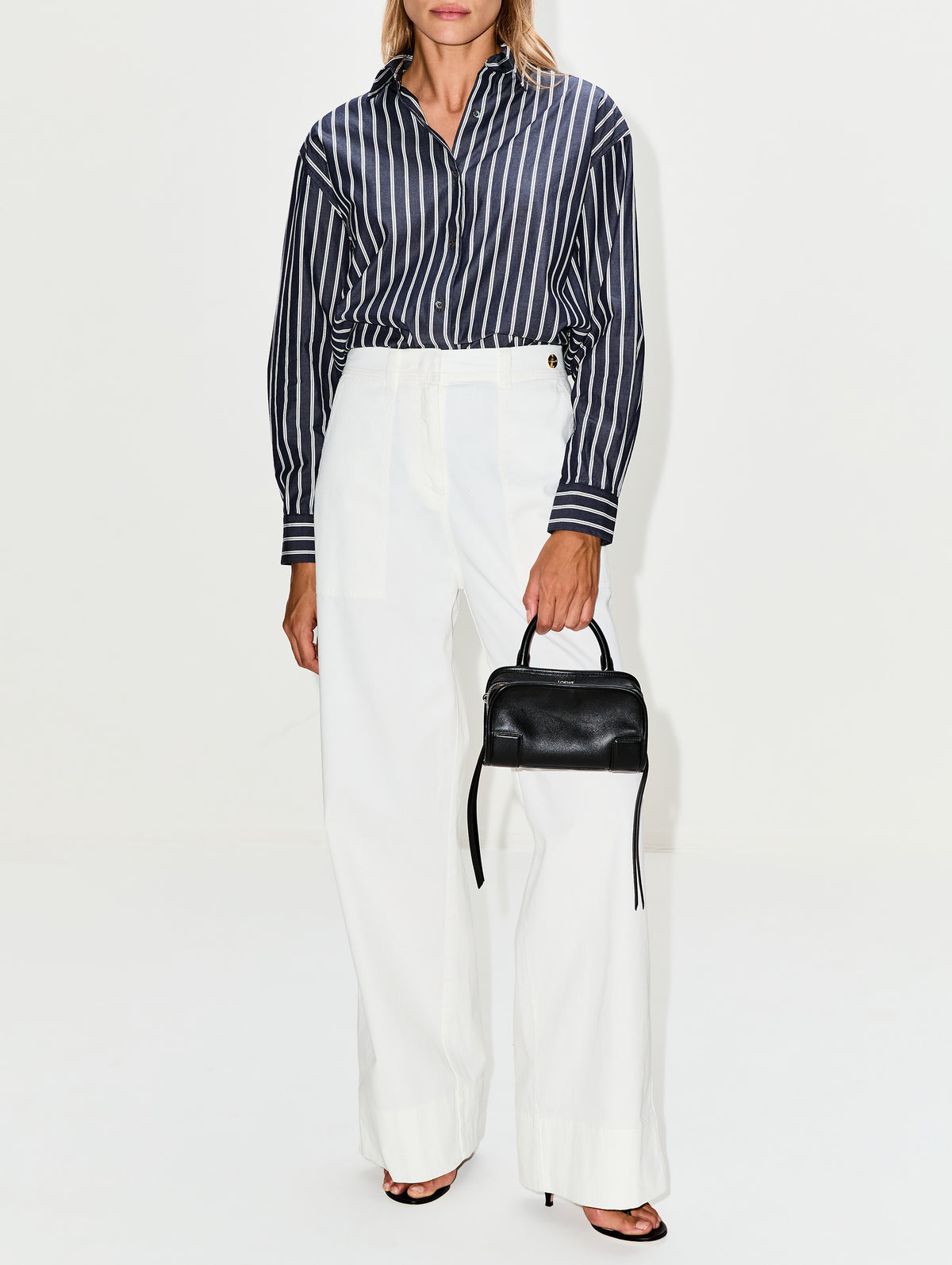 Yorke Shirt,NILI LOTAN,CHARCOAL STRIPE,Image 2