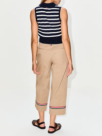 Round Collar Polo Top,THOM BROWNE,NAVY WHITE,Image 3