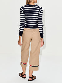 Long Sleeve Cardigan,THOM BROWNE,NAVY WHITE,Image 3
