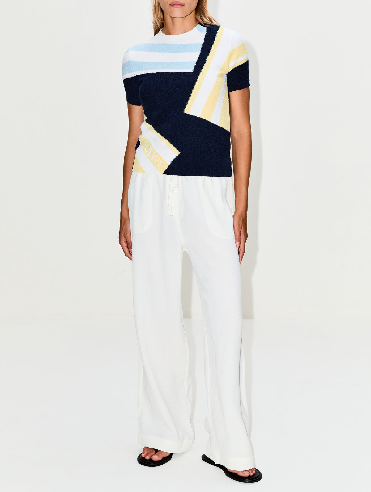Short Sleeve Sweater,LOEWE,BLUE/MULTI,Image 2