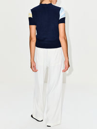 Short Sleeve Sweater,LOEWE,BLUE/MULTI,Image 3