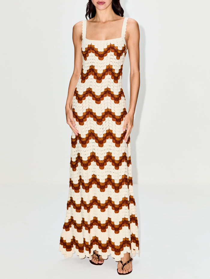 Marea Maxi Dress,ESCVDO,IVORY/TOBACCO,Image 1