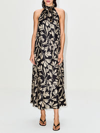 High Neck Dress,MAX MARA,BLACK LEAVE,Image 2