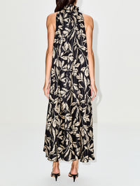High Neck Dress,MAX MARA,BLACK LEAVE,Image 4