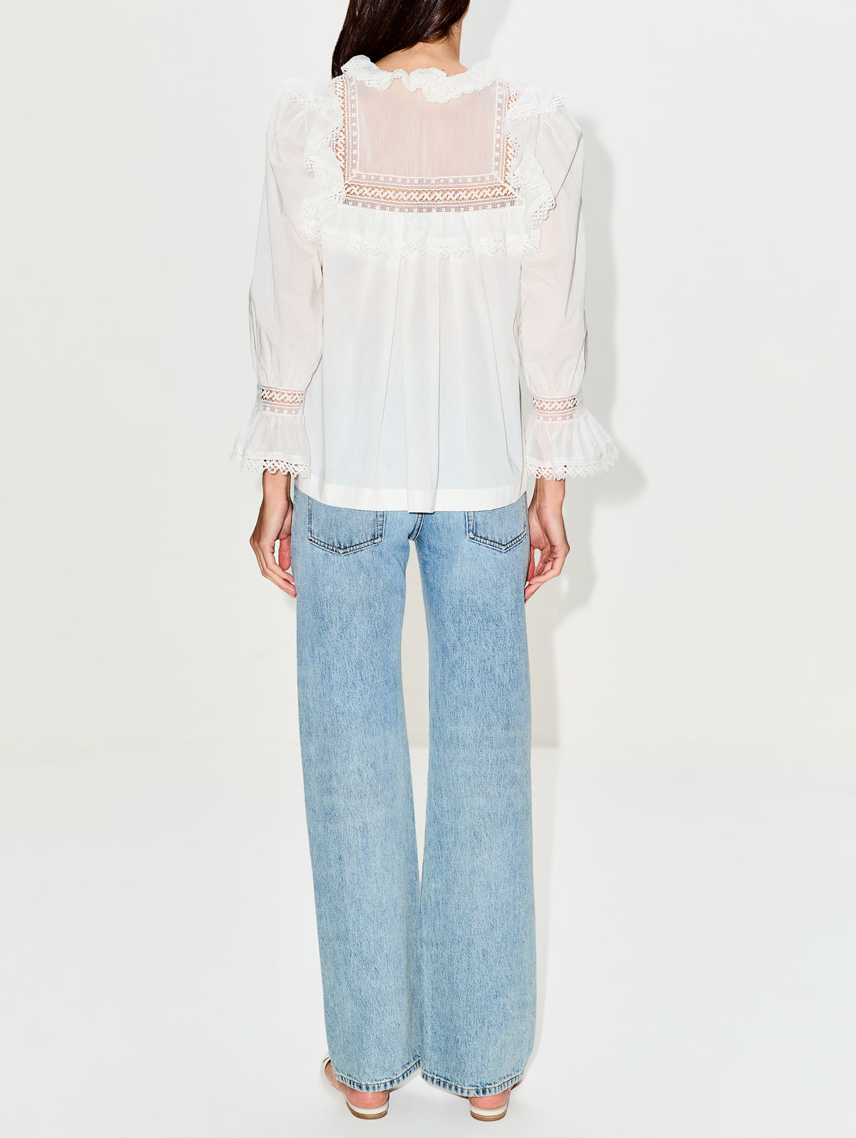 Cotton Voile Blouse,SAINT LAURENT,CHALK,Image 3