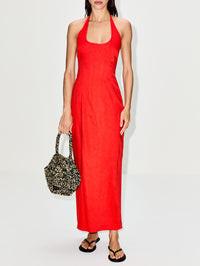 Elodie Halter Midi Dress,SIR.,POPPY,Image 2