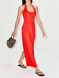 Elodie Halter Midi Dress,SIR.,POPPY,Image 3