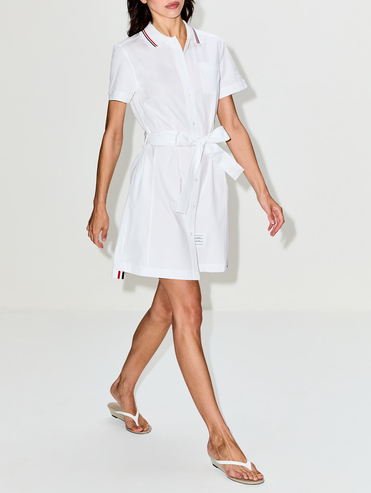 Poplin Shirtdress,THOM BROWNE,WHITE,Image 3