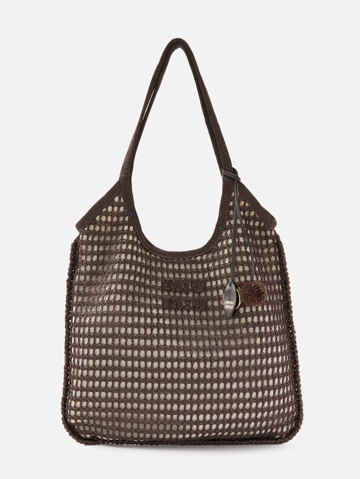 Summer Project Crochet Shoulder Bag,MIU MIU,CACAO,Image 1