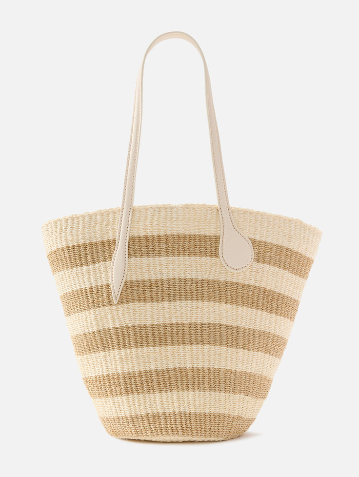 Straw Basket Tote,LIFFNER,BEIGE CREAM,Image 1