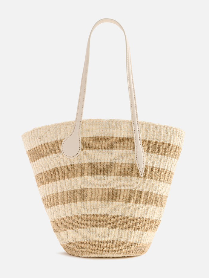 Straw Basket Tote,LIFFNER,BEIGE CREAM,Image 1