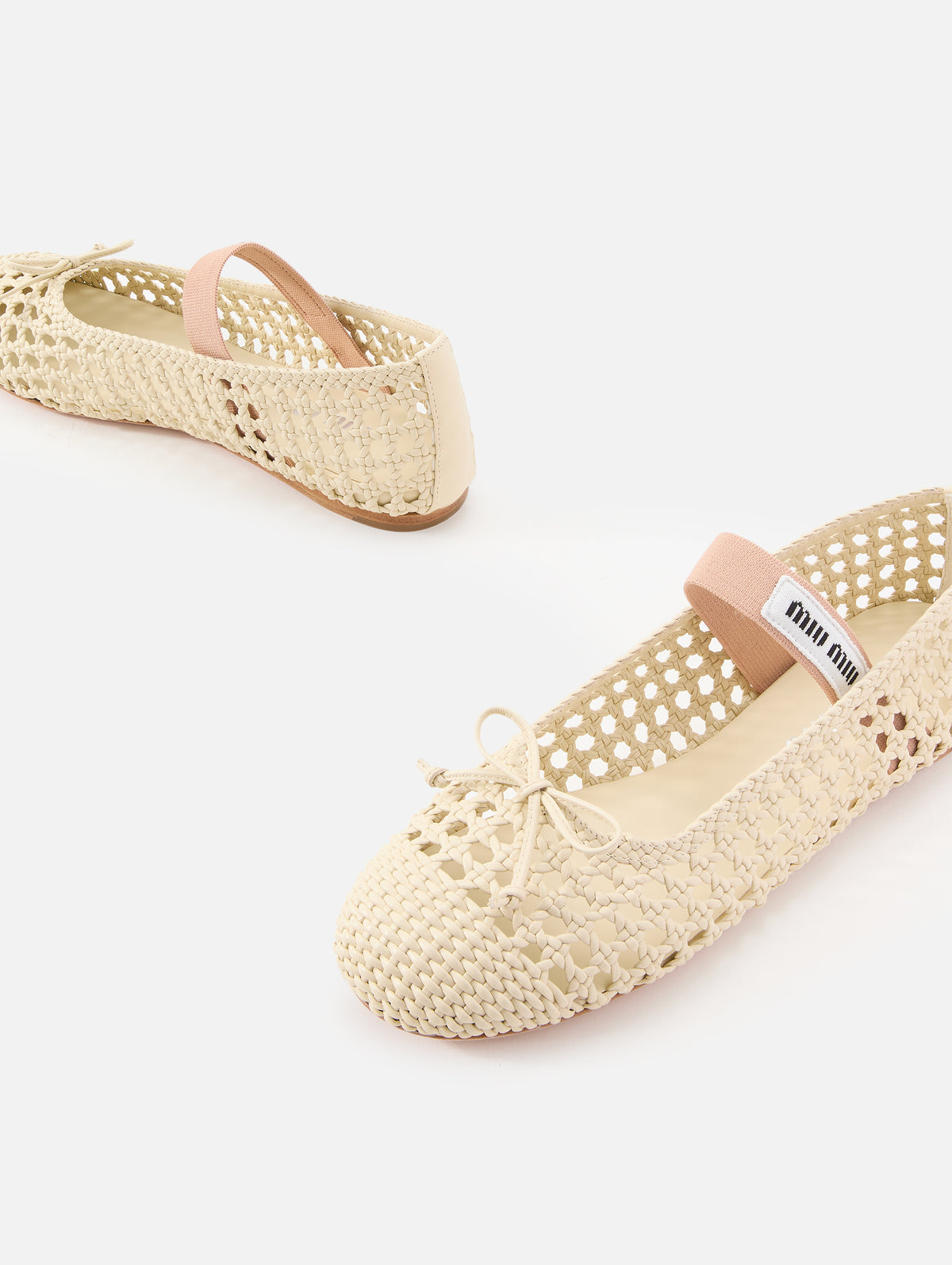 Ballerine Woven Flat,MIU MIU,AVORIO,Image 2