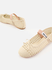 Ballerine Woven Flat,MIU MIU,AVORIO,Image 2