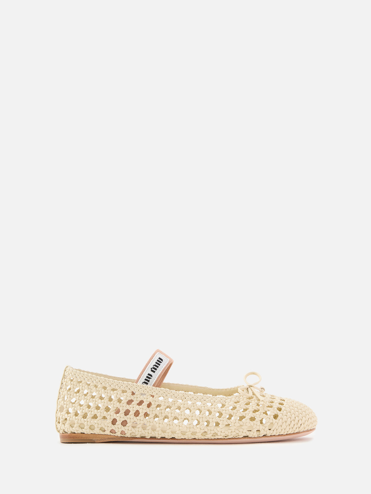 Ballerine Woven Flat,MIU MIU,AVORIO,Image 1