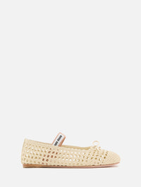 Ballerine Woven Flat,MIU MIU,AVORIO,Image 1