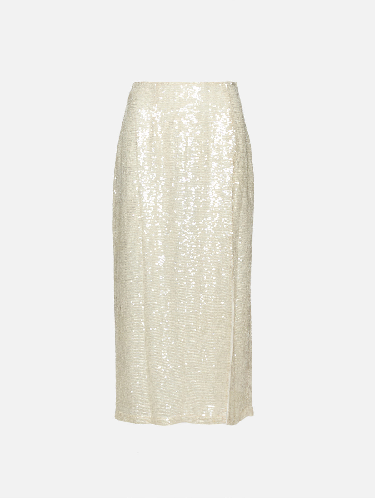 Sequin High Waist Skirt,LAPOINTE,CREAM,Image 1