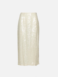 Sequin High Waist Skirt,LAPOINTE,CREAM,Image 1