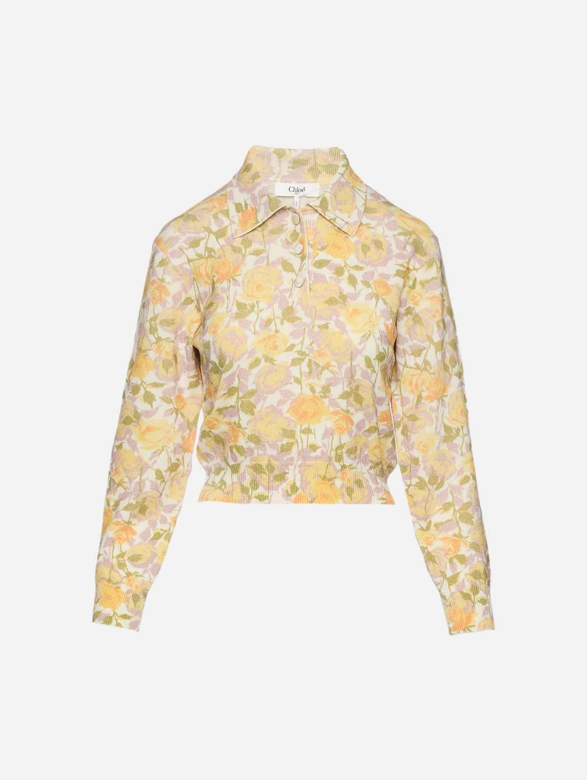 Button Down Shirt,CHLOÉ,WHITE YELLOW,Image 1