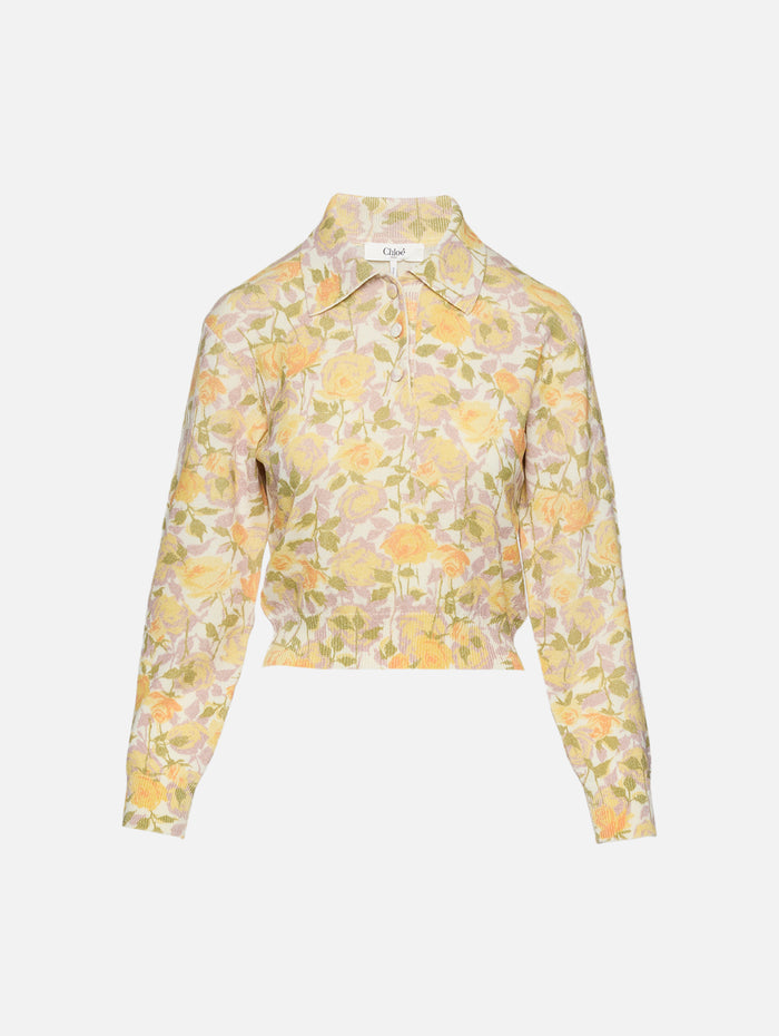Button Down Shirt,CHLOÉ,WHITE YELLOW,Image 1