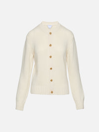Diagonal Knit Cardigan,BOTTEGA VENETA,PARCHMENT,Image 1