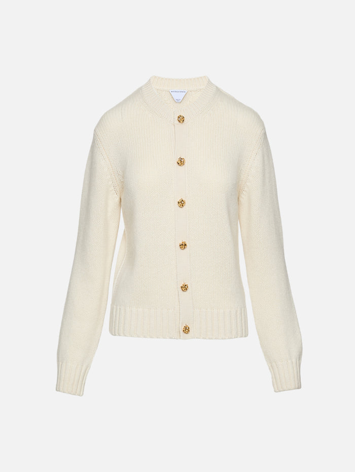 Diagonal Knit Cardigan,BOTTEGA VENETA,PARCHMENT,Image 1