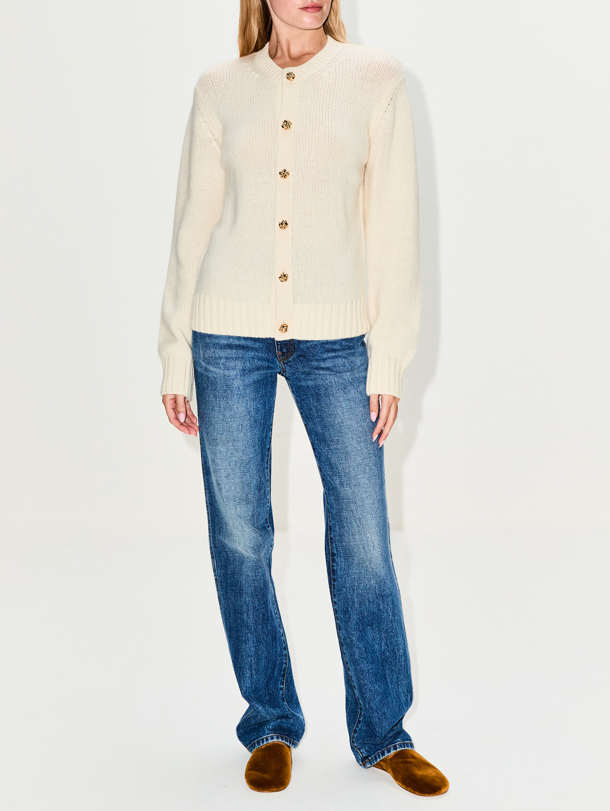 Diagonal Knit Cardigan,BOTTEGA VENETA,PARCHMENT,Image 2
