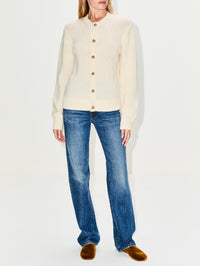 Diagonal Knit Cardigan,BOTTEGA VENETA,PARCHMENT,Image 2
