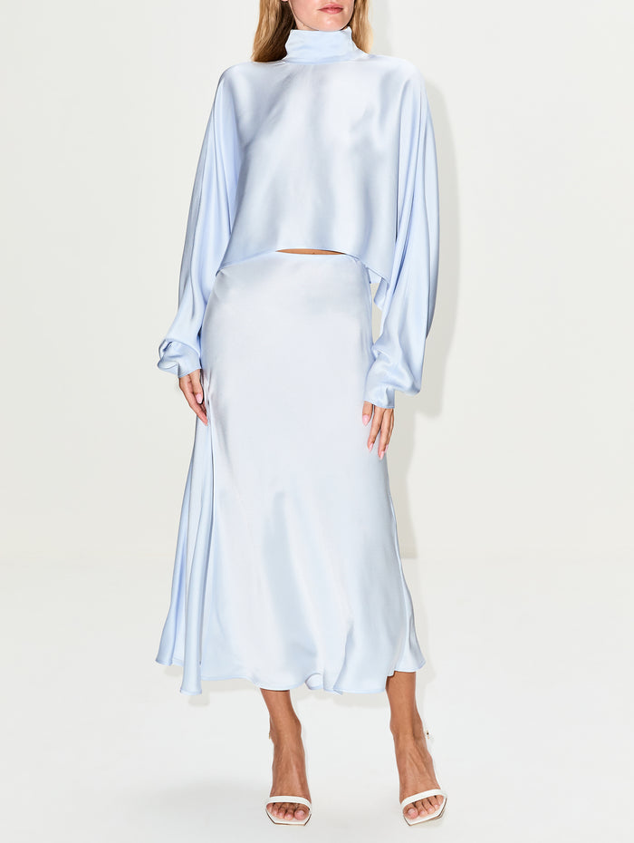 Satin Bias Midi Skirt,LAPOINTE,CLOUD,Image 1