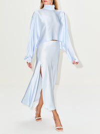 Satin Bias Midi Skirt,LAPOINTE,CLOUD,Image 3