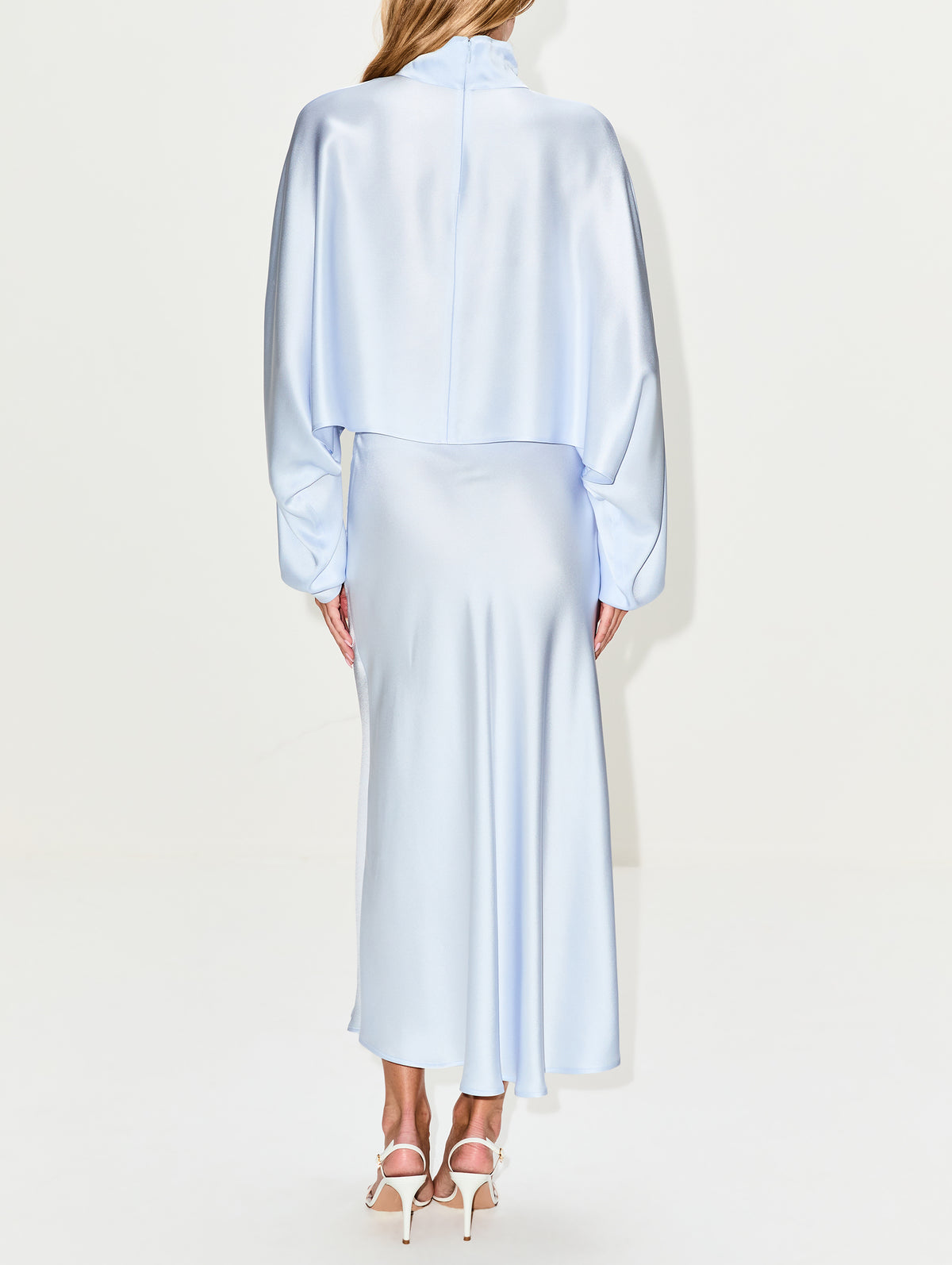 Satin Caftan Top,LAPOINTE,CLOUD,Image 3