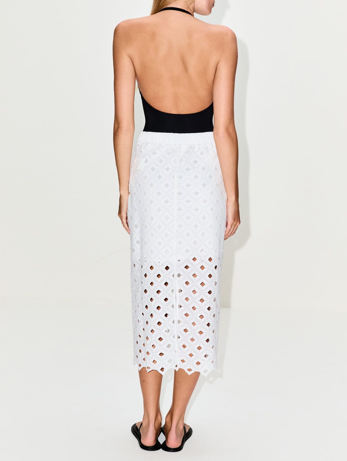Eyelit Skirt,MAX MARA,OPTICAL WHITE,Image 4