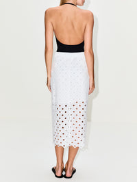 Eyelit Skirt,MAX MARA,OPTICAL WHITE,Image 4