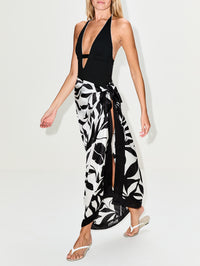 Swim Wrap,MAX MARA,BLACK FLORAL,Image 3