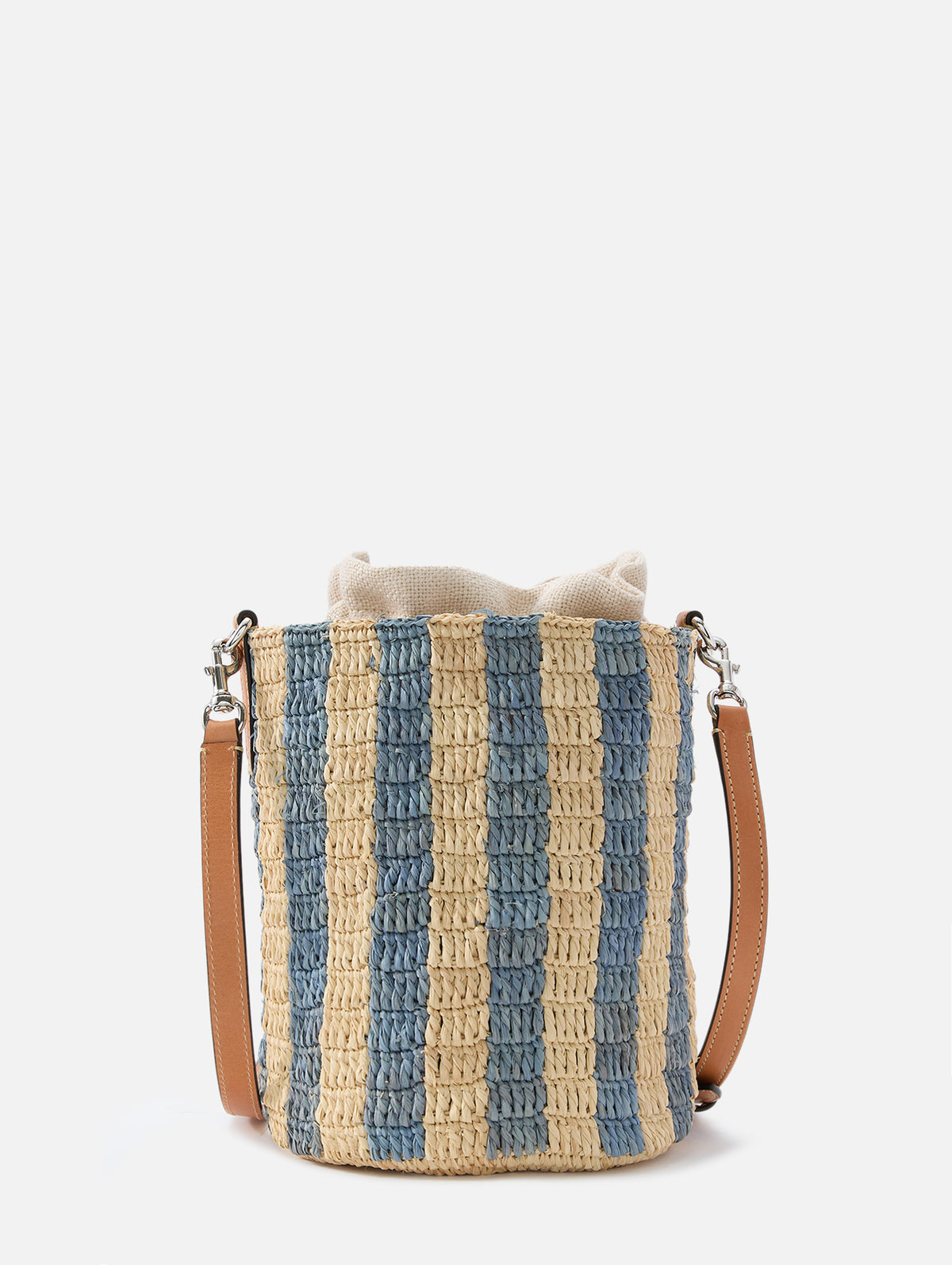 Small V Logo Bucket Bag,VALENTINO GARAVANI,NATURAL/AZURE,Image 2