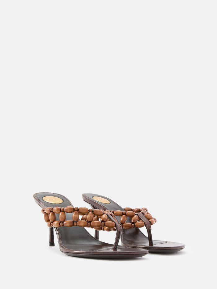 Zina Mule Sandal 75mm,SAINT LAURENT,PARIS BROWN,Image 1