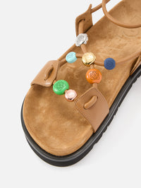 Pebble Beads Sandal,LOEWE,CAMEL,Image 3