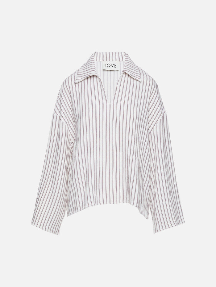 Leighton Top,TOVE,WHITE STRIPE,Image 1