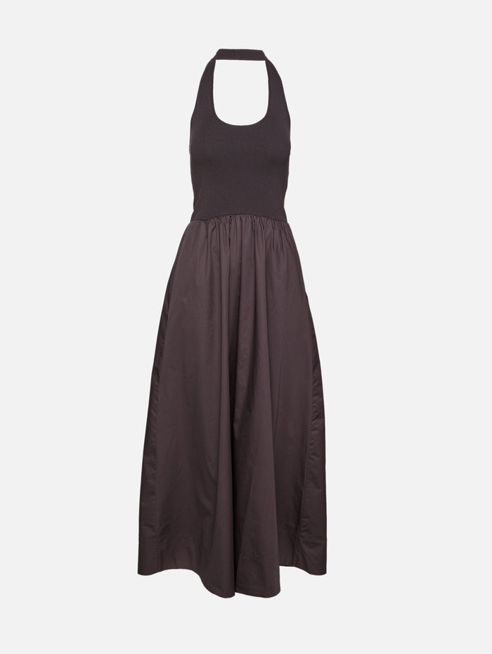 Halter Gathered Dress,ST AGNI,CHOCOLATE PLUM,Image 1