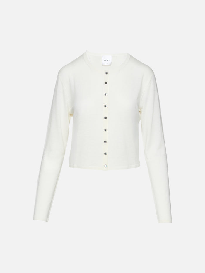 James Crew Cardigan,LESET,PARCHMENT,Image 1